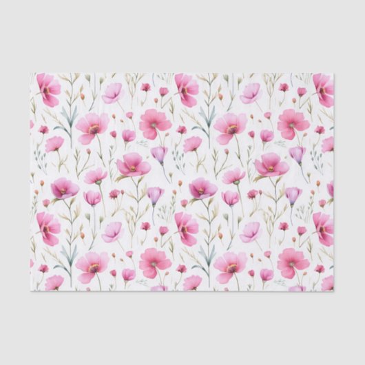 Pink Watercolor Wildflower  薄葉紙 (正面)