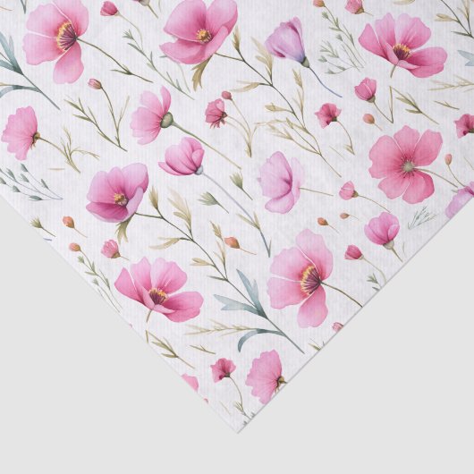 Pink Watercolor Wildflower  薄葉紙 (詳細)