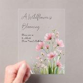 Pink Watercolor Wildflower 1st Birthday Invitation アクリル招待状 (インサイチュ (ポータブル))