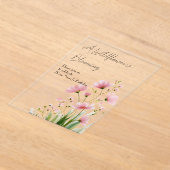 Pink Watercolor Wildflower 1st Birthday Invitation アクリル招待状 (レイダウン)