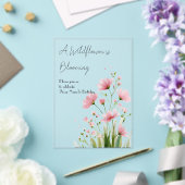 Pink Watercolor Wildflower 1st Birthday Invitation アクリル招待状 (インサイチュ (ウェディング))