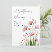Pink Watercolor Wildflower 1st Birthday Invitation 招待状 (スタンド正面)