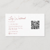 Pink Watercolor Wildflower Modern Elegant Script 名刺 (裏面)
