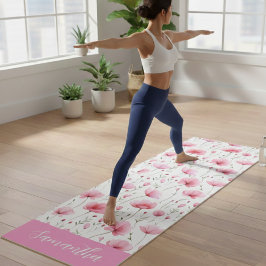 Pink Watercolor Wildflower Name ヨガマット