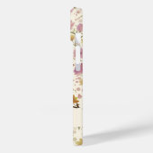 Pink Watercolor Wildflower Name Case-Mate iPhoneケース (裏面 / 左)