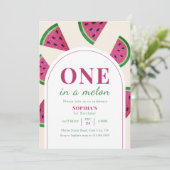 Pink Watermelon Custom Photo 1st Birthday   招待状 (スタンド正面)