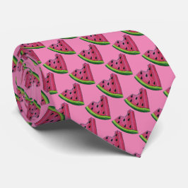 Pink Watermelon Melon Wedge Fruit Print Foodie Tie ネクタイ