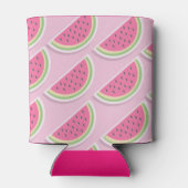 Pink Watermelon Pattern Circle Monogram 缶クーラー (裏面)