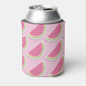 Pink Watermelon Pattern Circle Monogram 缶クーラー (缶裏面)