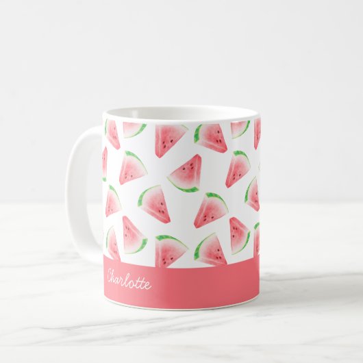 Pink Watermelon Personalized コーヒーマグカップ (正面左)