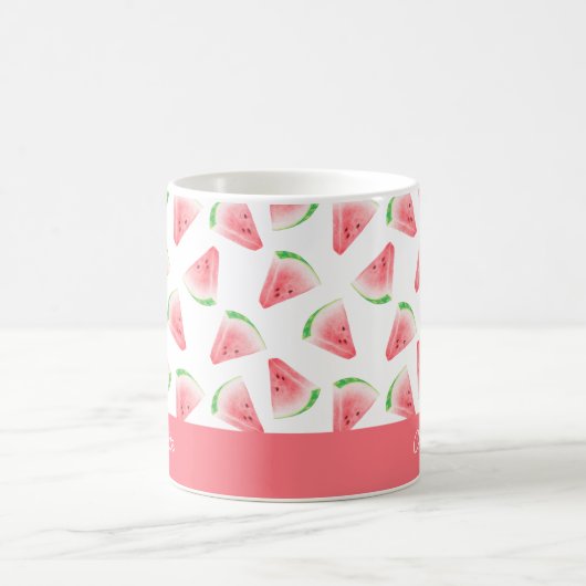 Pink Watermelon Personalized コーヒーマグカップ (中央)
