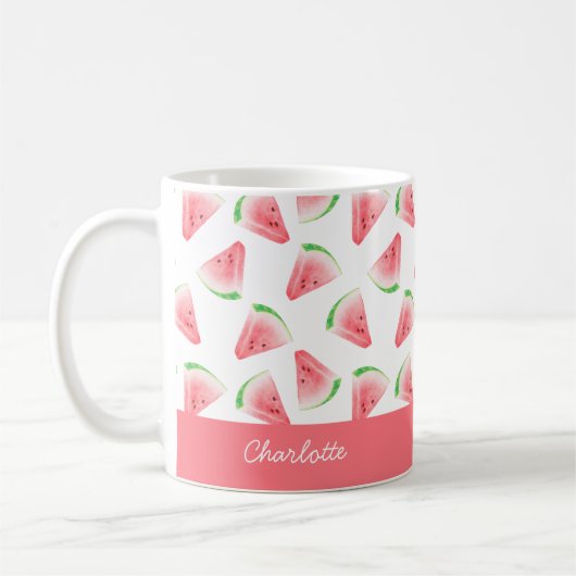 Pink Watermelon Personalized コーヒーマグカップ (左)