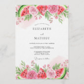 Pink Watermelon Whimsical Wedding 招待状 (正面)