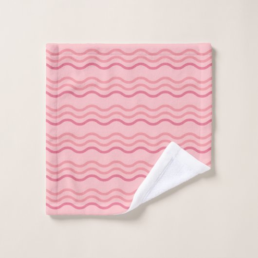 Pink Wave Pattern Towel バスタオルセット (ウォッシュタオル)
