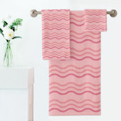 Pink Wave Pattern Towel バスタオルセット