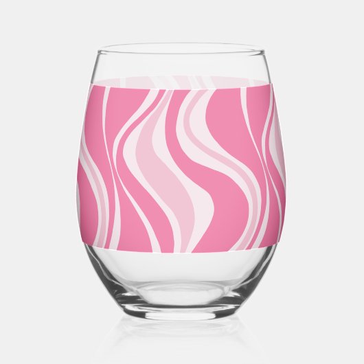 Pink Waves Glass ステムなしワイングラス (正面)