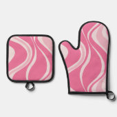 Pink Waves Oven Mitt Set 鍋つかみ&鍋敷きセット (正面)