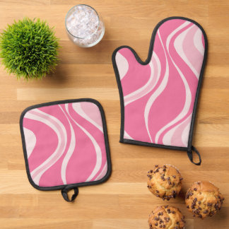 Pink Waves Oven Mitt Set 鍋つかみ&鍋敷きセット
