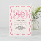 Pink Wavy Border 30th Birthday Invitation Women 招待状 (スタンド正面)