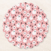 Pink Wavy Halloween ペーパーコースター (正面)