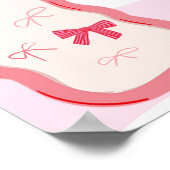 Pink Wavy Retro 67 8th Birthday Welcome Sign ポスター (角)