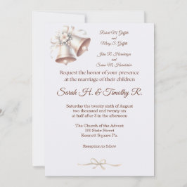 Pink Wedding Bells Traditional Wedding Invitation 招待状