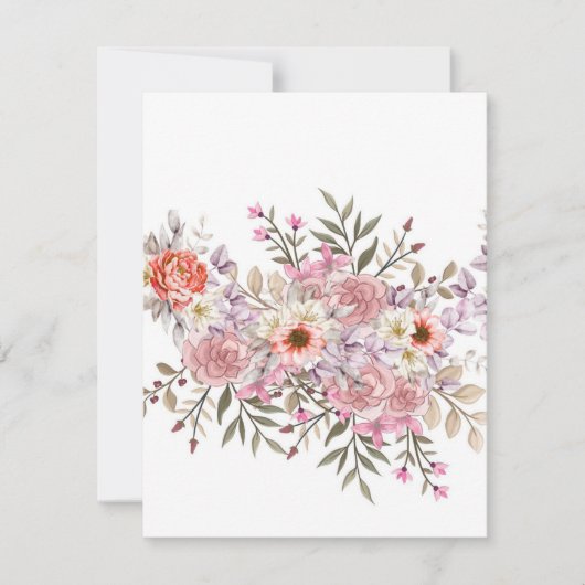 Pink Wedding Bouquet 出欠カード (正面)