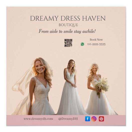 Pink Wedding Elegant Brides Love Romance Bride-to- ポスター (正面)