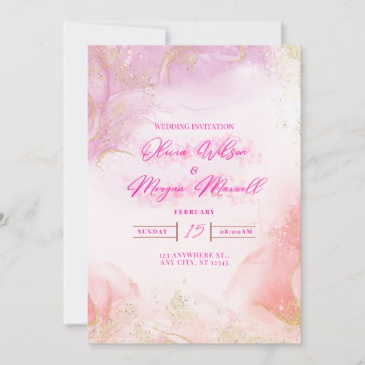 Pink  Wedding Invitation 招待状 (正面)