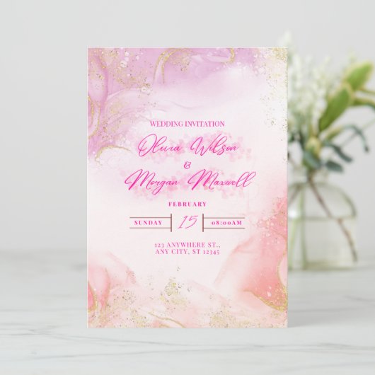 Pink Wedding Invitation 招待状 (スタンド正面)