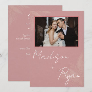 Pink Wedding Invitation with Photo 招待状