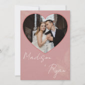 Pink Wedding Invitation with Photo and QR Code 招待状 (正面)