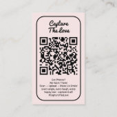 Pink Wedding Photo Sharing Capture Love QR Code  名刺 (裏面)