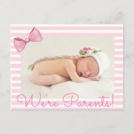 Pink We're Parentsベビー誕生発表 案内ポストカード