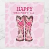 Pink Western Cowgirl Boots Beverage Label Set ワインラベル (シングルラベル)