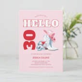 Pink Western Disco Cowgirl 30th Birthday Party 招待状 (スタンド正面)