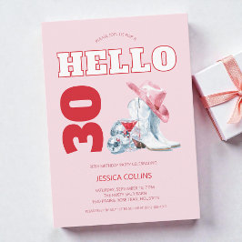 Pink Western Disco Cowgirl 30th Birthday Party 招待状