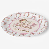 Pink Western First Rodeo Birthday ペーパープレート (アングル)