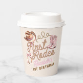 Pink Western First Rodeo Birthday 紙コップ (正面)