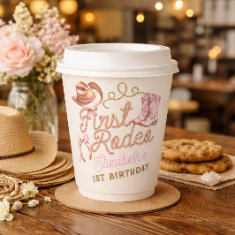Pink Western First Rodeo Birthday 紙コップ