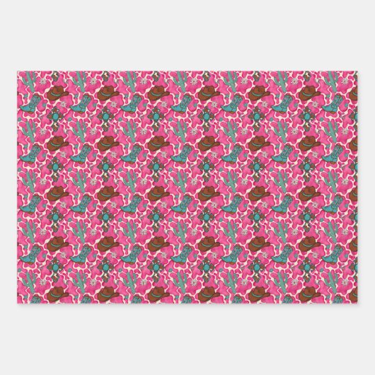 Pink Western Girl Wrapping Paper  ラッピングペーパーシート (正面)