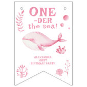 Pink Whale Oneder The Sea 1st Birthday  バンティングフラッグ (第2の旗)