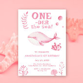 Pink Whale Oneder The Sea 1st Birthday  招待状