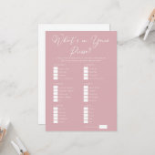 Pink What's in Your Purse Bridal Shower Game カード (正面/裏面インサイチュ)