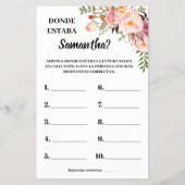 Pink Where was Shen Baby Showerバイリンガルゲームカード チラシ (裏面)