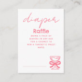 Pink Whimsical Champagne Diaper Raffle Tickets エンクロージャーカード (正面)