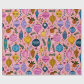 Pink Whimsical Christmas Ornaments ラッピングペーパー (フラット)