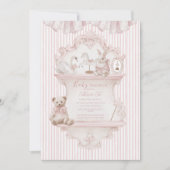 Pink Whimsical Elegant Baby Shower  招待状 (正面)