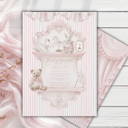 Pink Whimsical Elegant Baby Shower  招待状