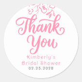Pink Whimsical Garden Bridal Shower Thank You  ラウンドシール (正面)